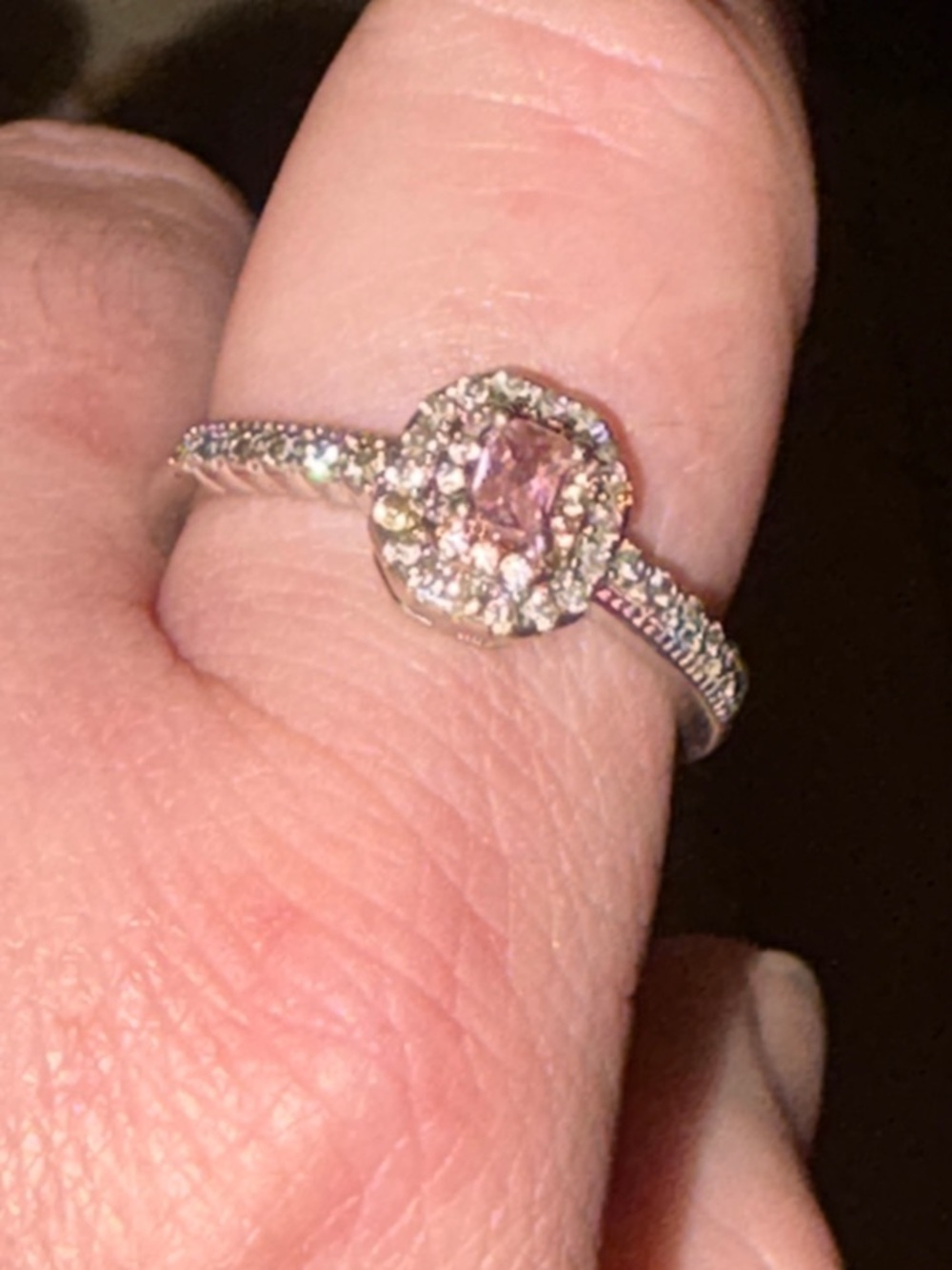 Pink Tourmaline And Diamond Ring In Sterling Silver